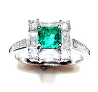 Ring Sommer Woman Classici in White Gold Smeraldo 0.53 Ct SME CT 0.53 DIA CT 0.74 E/VVS - SME CT 0.53 DIA CT 0.74 E/VVS
